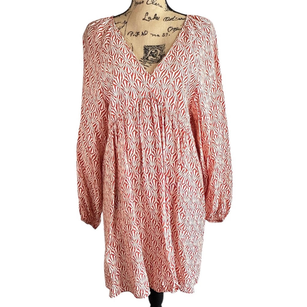 H&M Long Sleeve Babydoll Peasant Mini Dress Oversized